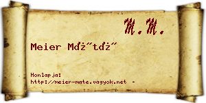 Meier Máté névjegykártya